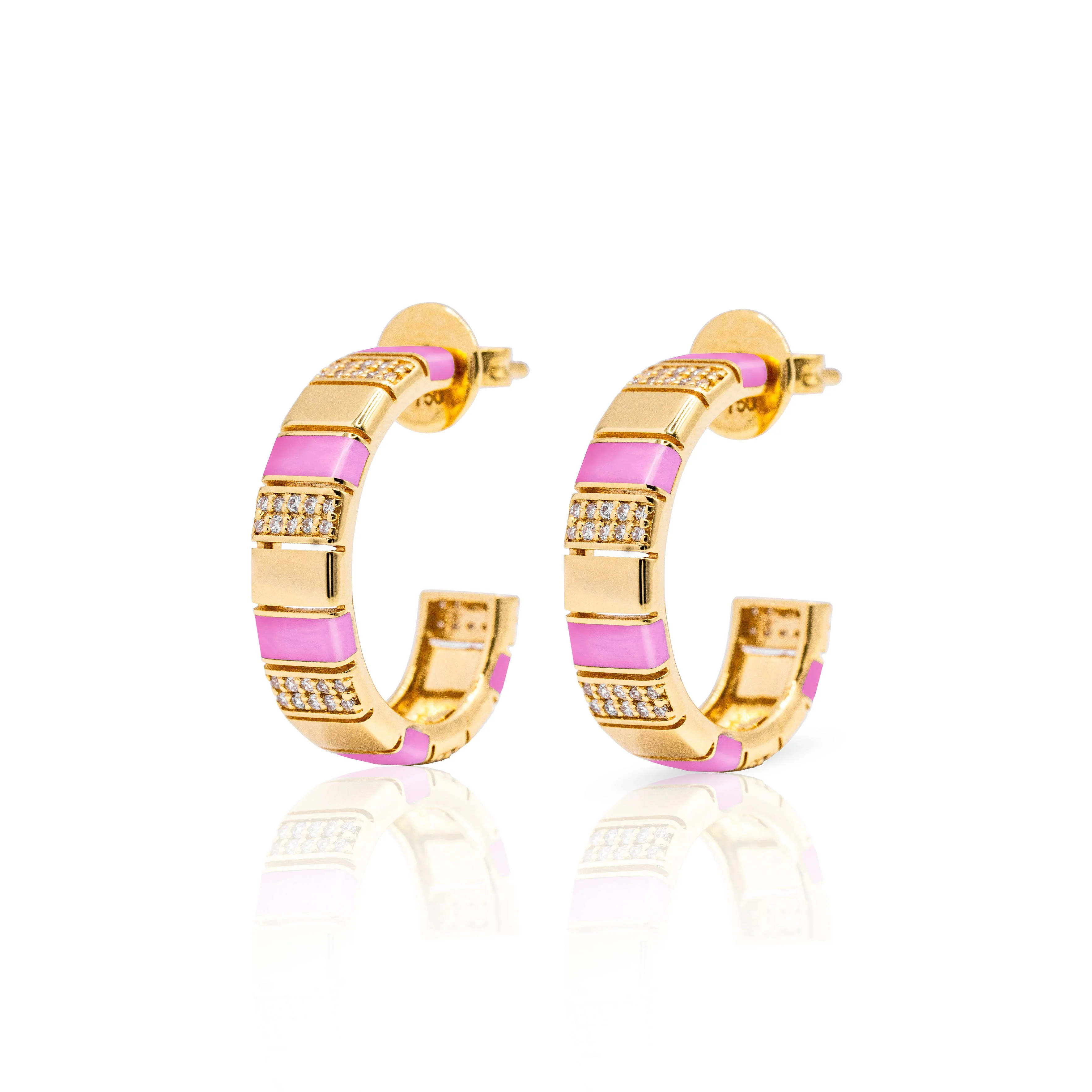 Gold Earrings with colored enamel
