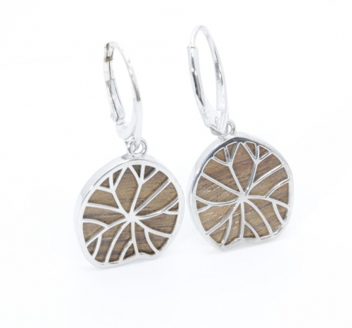 Nature Wood Silver Hearrings 1