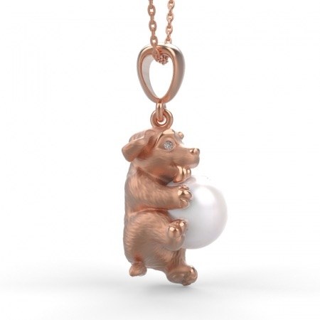 Pendant with a pearly cheerful puppy BRIVIZO 2