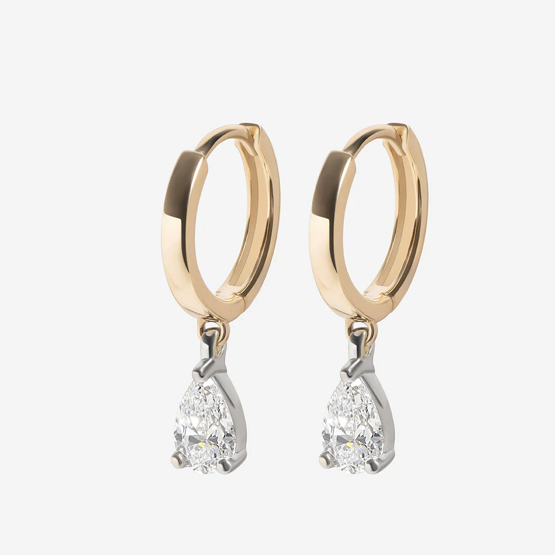 Earrings Gold Petals with diamonds