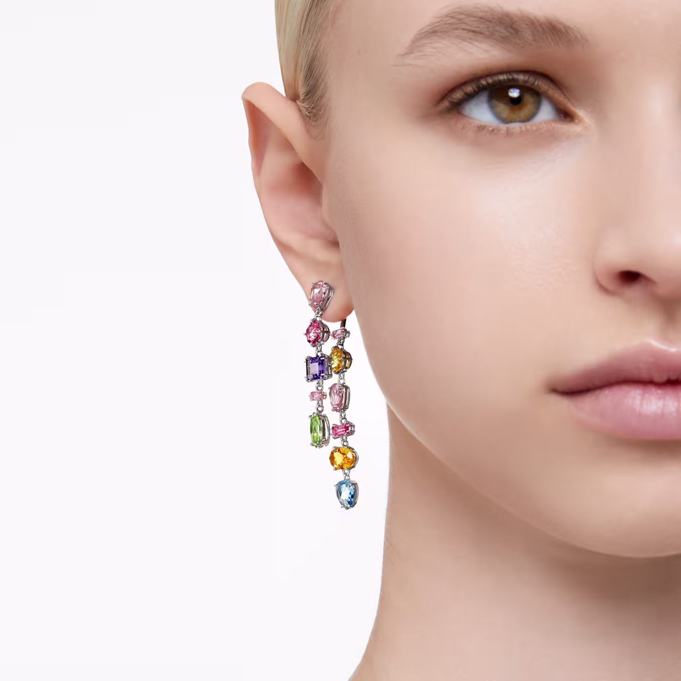 Gold Earrings with colored stones